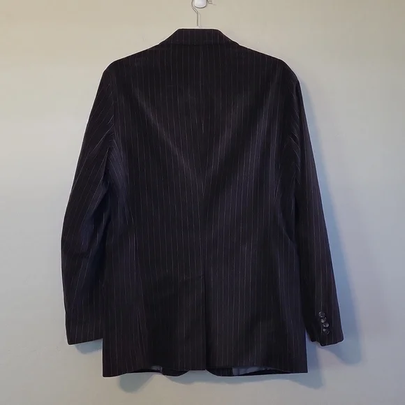 BOSS Hugo Boss Gray Pinstripe Velvet Slim Fit Dark Gray Light Gray Blazer 40R